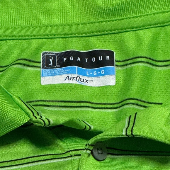 PGA TOUR Airflex Green Striped Polo Shirt - Picture 2 of 7